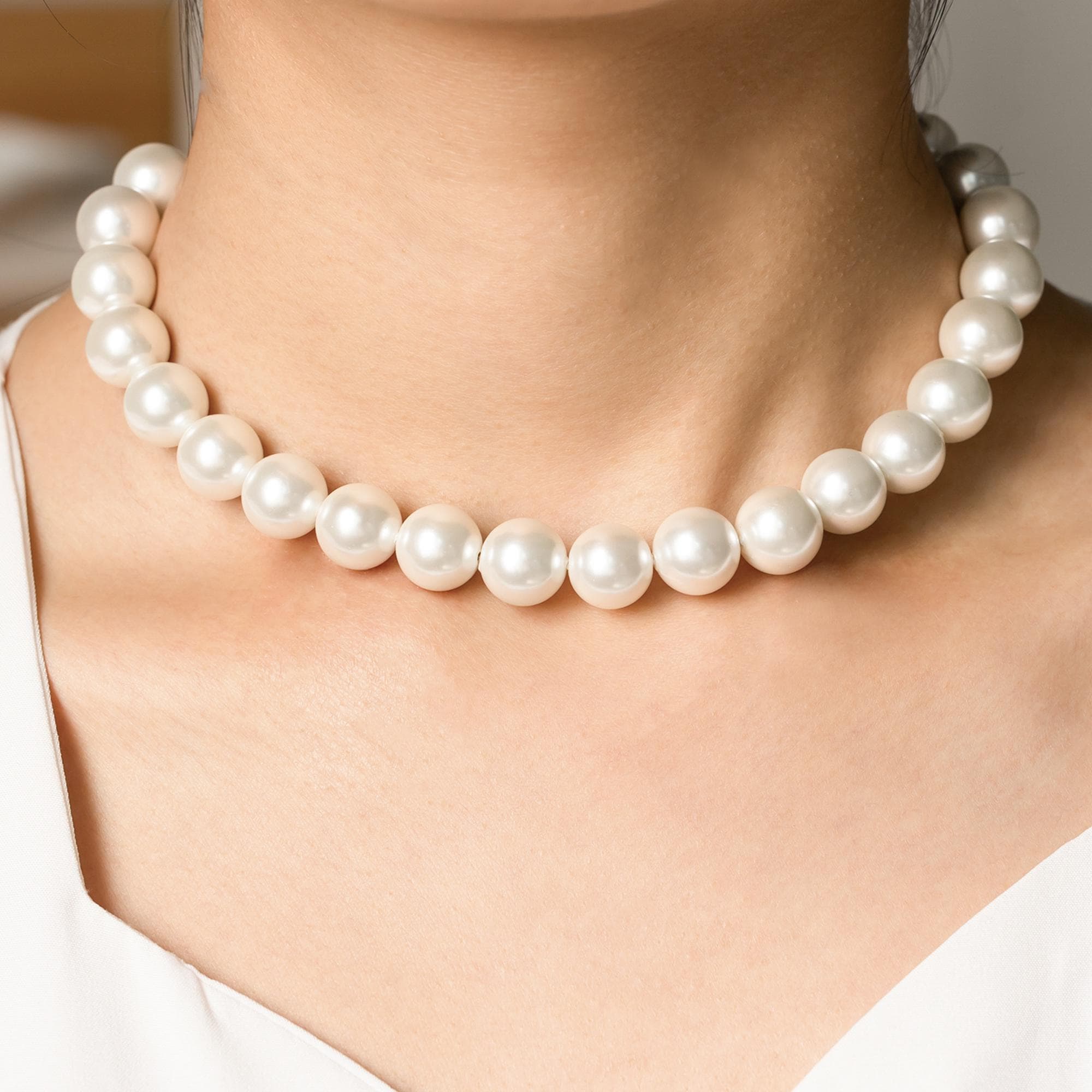 12mm Big Pearl Necklace Choker Bridal Wedding Jewelry 12mm Big Pearl Necklace Choker Bridal Wedding Jewelry