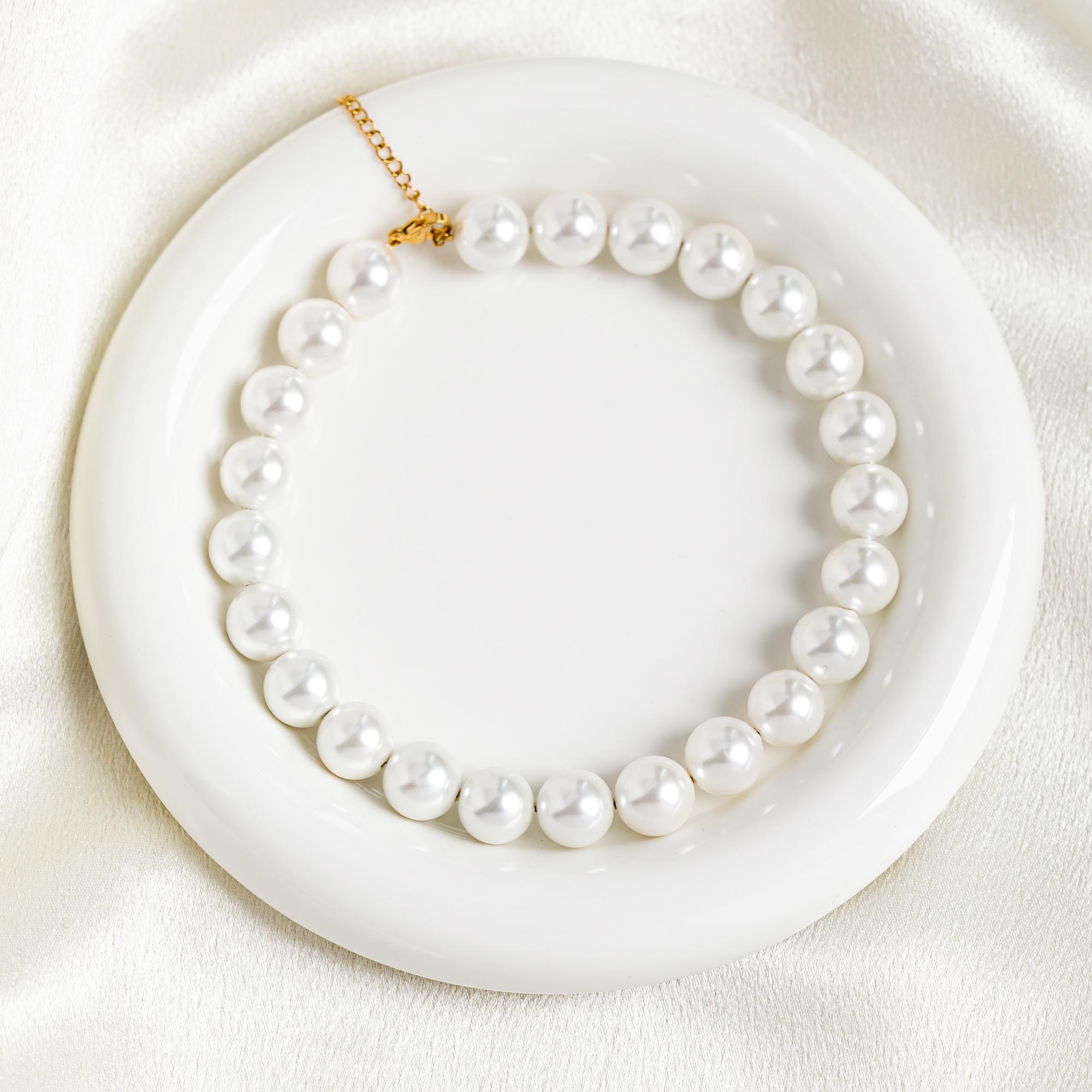 12mm Big Pearl Necklace Choker Bridal Wedding Jewelry 12mm Big Pearl Necklace Choker Bridal Wedding Jewelry