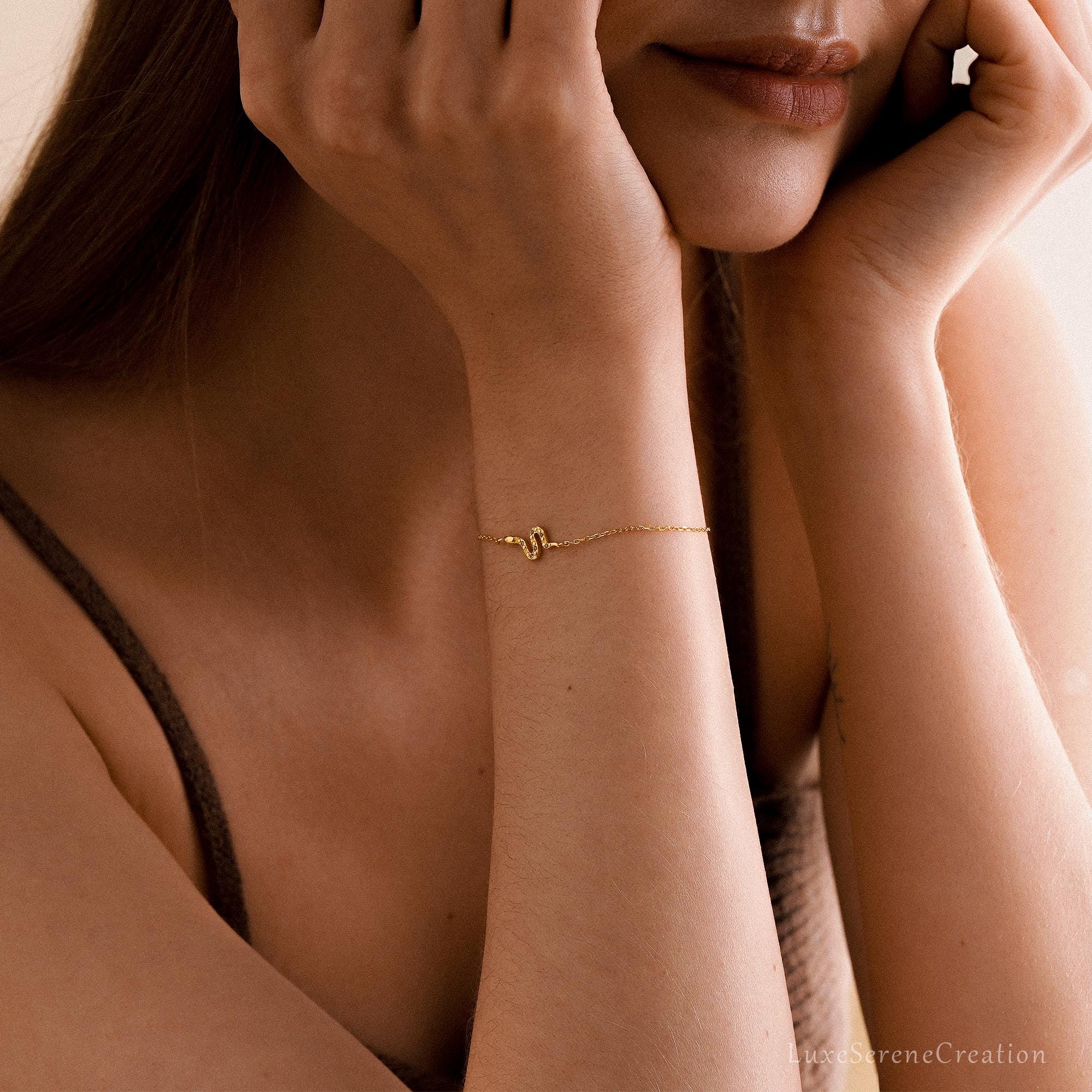 18k Gold Snake Bracelets Diamond Bracelet Delicate Mom 18k Gold Snake Bracelets Diamond Bracelet Delicate Mom