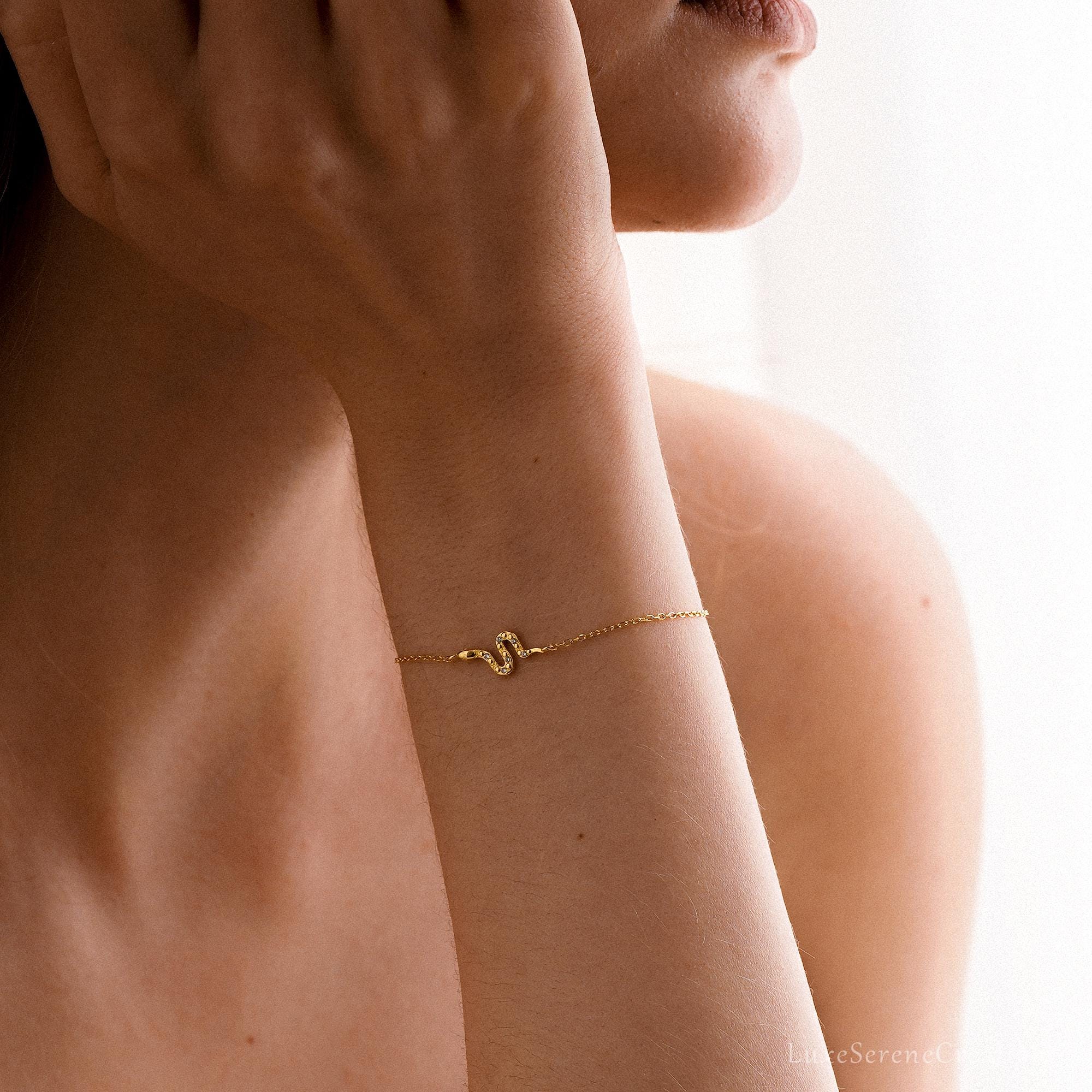 18k Gold Snake Bracelets Diamond Bracelet Delicate Mom 18k Gold Snake Bracelets Diamond Bracelet Delicate Mom