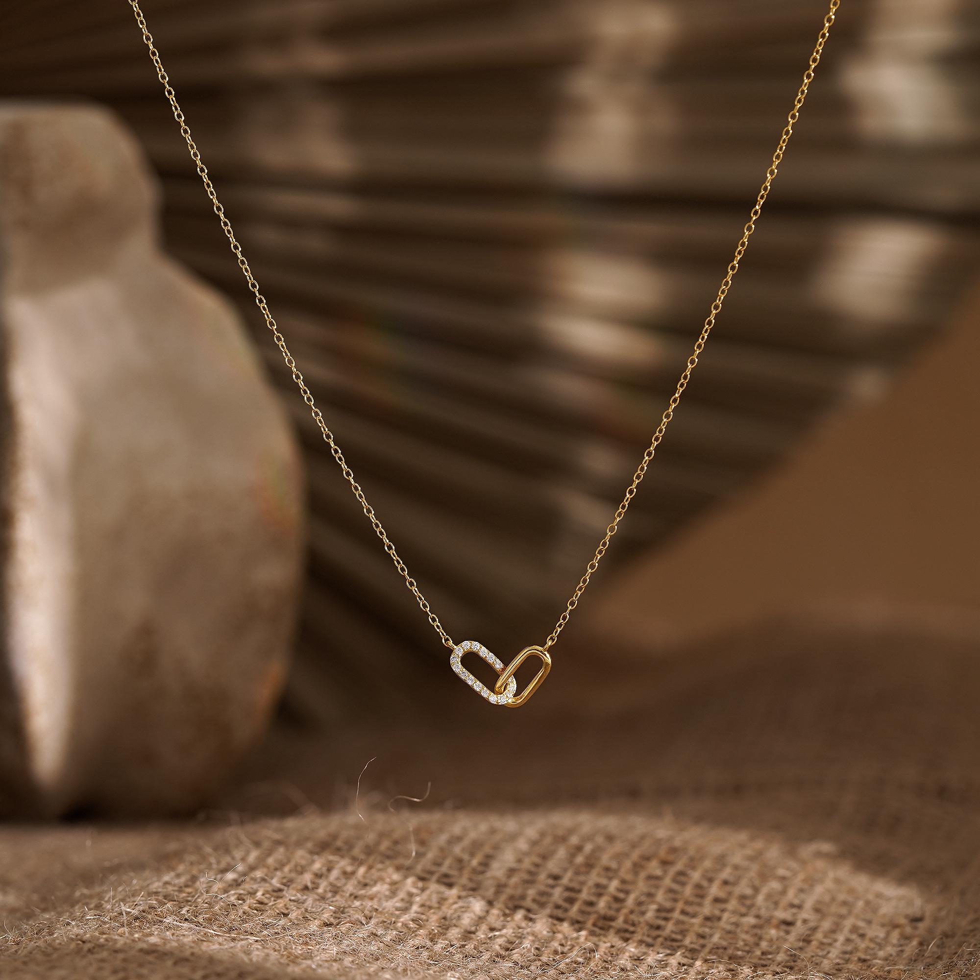 Paperclip Chain Necklace Minimalist Cross Over Double Buckle