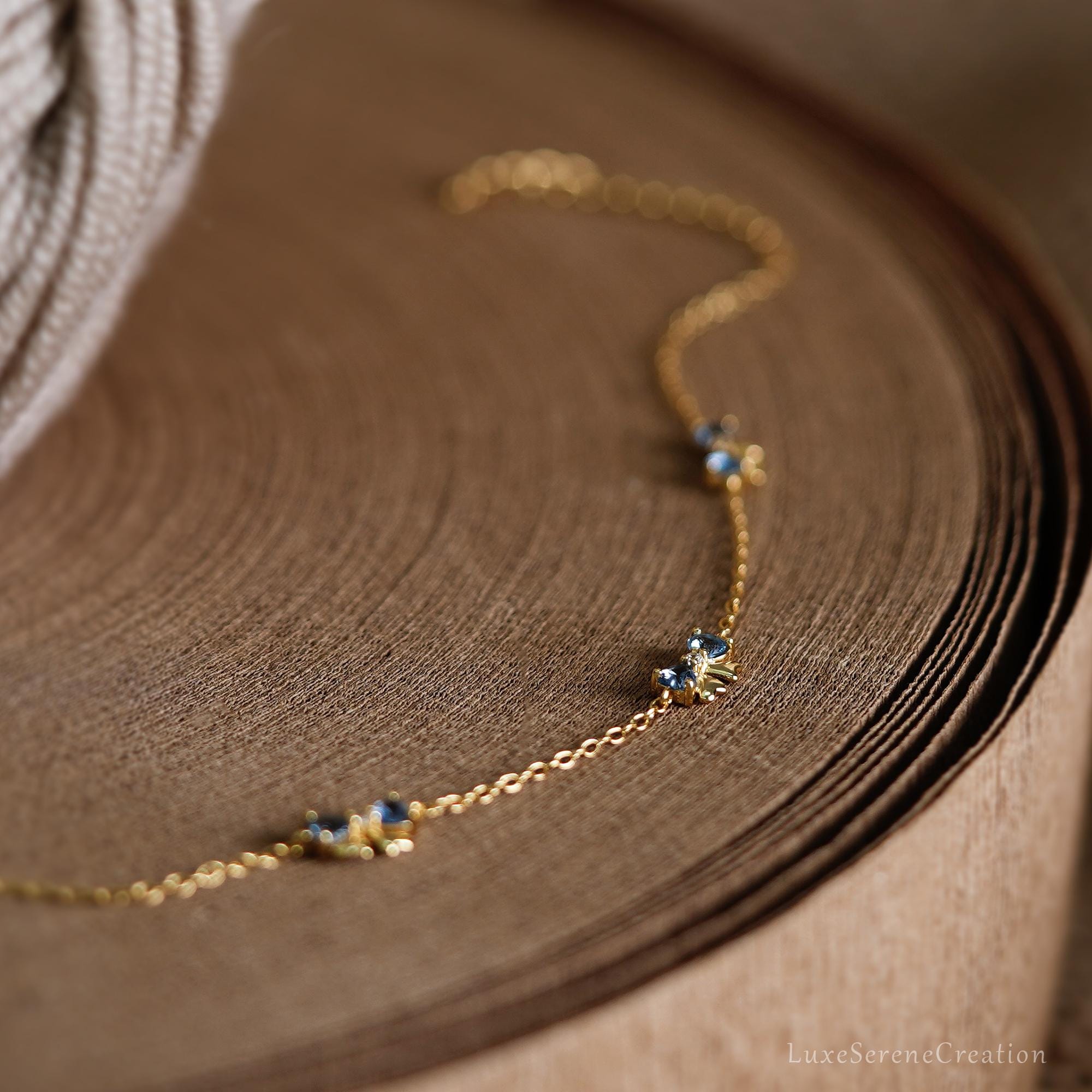 Dainty Bow Blue Diamond Bracelet Multi Sterling Silver Dainty Bow Blue Diamond Bracelet Multi Sterling Silver